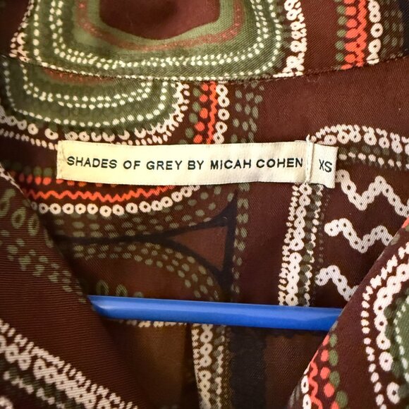 Shades of Grey by Micah Cohen Printed Short Sleeve Button Down Shirt XS - Picture 3 of 4